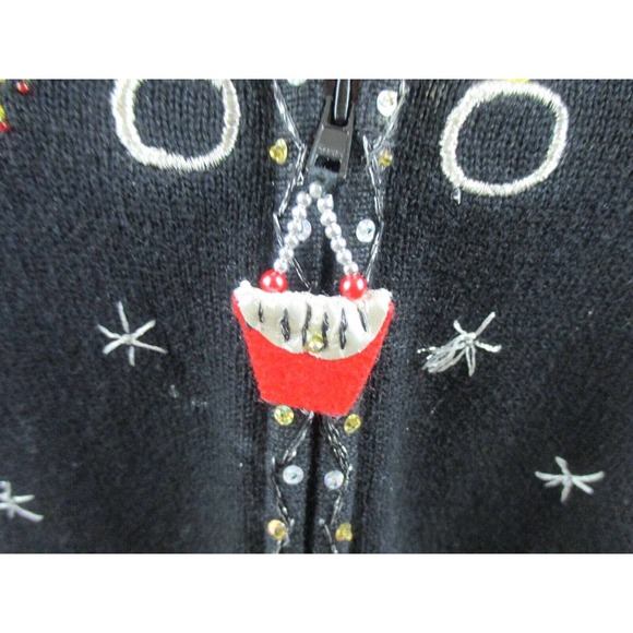 Berer2 M Fun Sweater Beads Sequins Embroider Takako Sakon Zip Long Sleeve Women - Picture 5 of 11